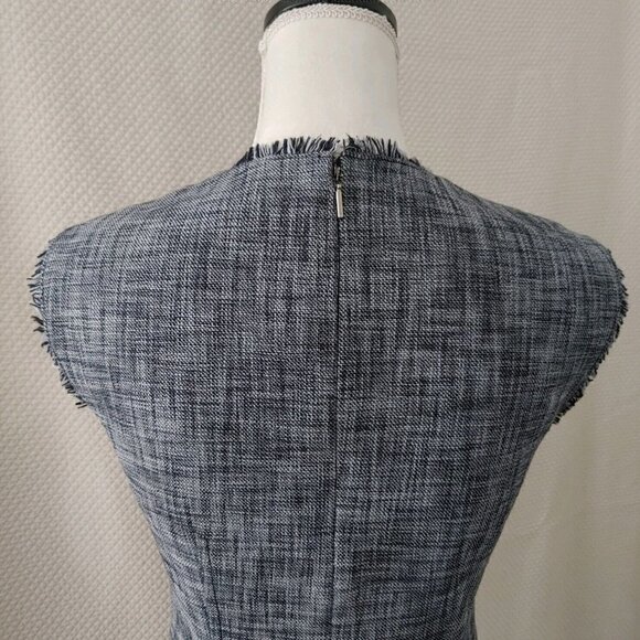 NWOT Rebecca Taylor Sleeveless Slub Suiting Gray Drop Waist Dress Size 4 - Picture 7 of 10